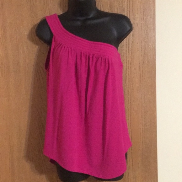 Women's One-Shoulder Pink Top - Picture 3 of 4